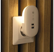 Lampă de veghe cu LED integrat Entac 1,5W 2 prize USB