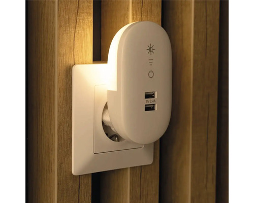 Lumină de noapte cu port USB în priză