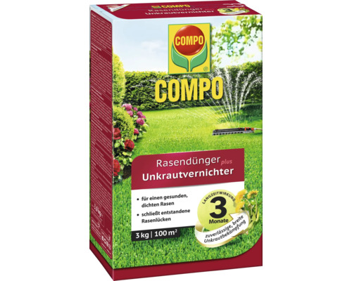 Îngrășământ pentru gazon Compo plus erbicid, pachet de 3 kilograme