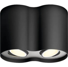 Lumină de plafon neagră cu spot dublu