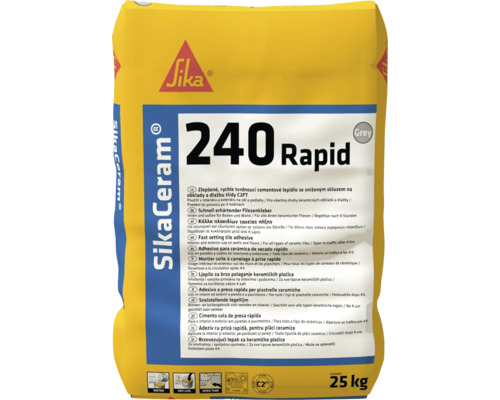 Adeziv cu priză rapidă Sika Ceram 240 C2 FT pentru plăci ceramice interior și exterior 25 kg gri