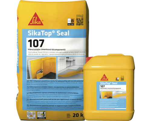 SikaTop Seal 107, hidroizolație cimentoasă bicomponentă pentru interior și exterior, în sac și canistră