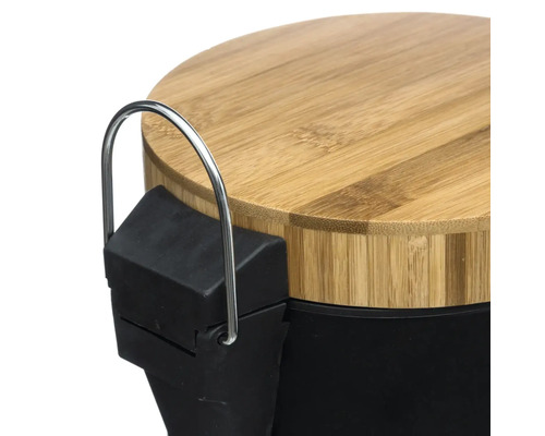 Coș de gunoi cu capac din bambus și mâner