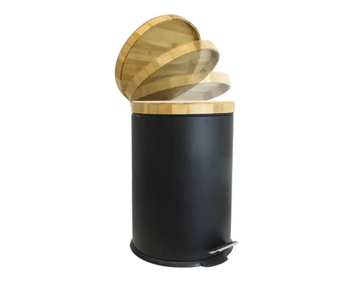 Coș de gunoi cu pedala și capac din bambus