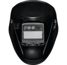 Interiorul unei măști de sudură negre cu fereastră de vizualizare și butoane de reglare