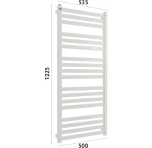 Radiator pentru prosoape cu dimensiunile 1225 x 535 x 500 milimetri.