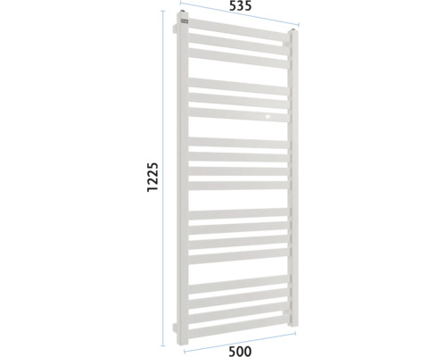 Radiator pentru prosoape cu dimensiunile 1225 x 535 x 500 milimetri.