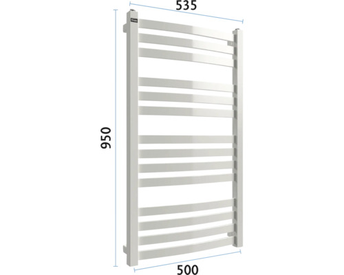Calorifer portprosop cu dimensiunile 950 x 535 x 500 milimetri.