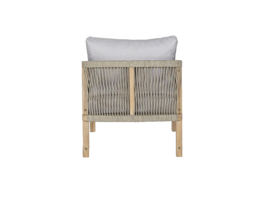 Scaun de grădină cu împletitură din frânghie și pernă, vedere din spate