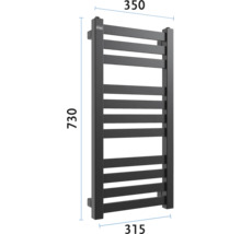 Radiator pentru prosoape cu dimensiunile de 350 pe 730 pe 315 milimetri