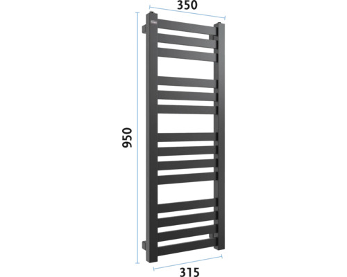Radiator pentru prosoape cu dimensiunile 950 x 350 x 315 milimetri
