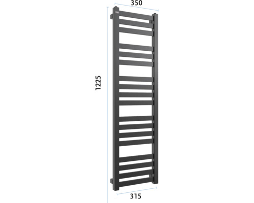 Radiator pentru prosoape, încălzire cu dimensiunile 1225 x 350 x 315 mm