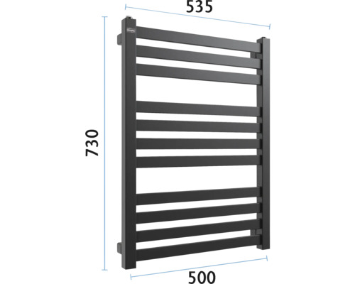 Calorifer pentru prosoape cu dimensiunile 730 x 535 x 500 milimetri