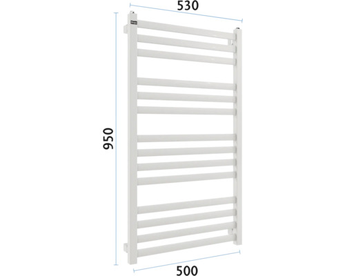 Radiator pentru prosoape cu dimensiunile 950 x 530 x 500 mm