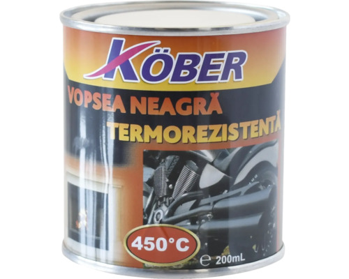 Vopsea neagră termorezistentă Köber într-o cutie de 200 ml
