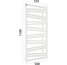 Radiator de baie alb cu dimensiunile 1189 x 535 x 500 mm