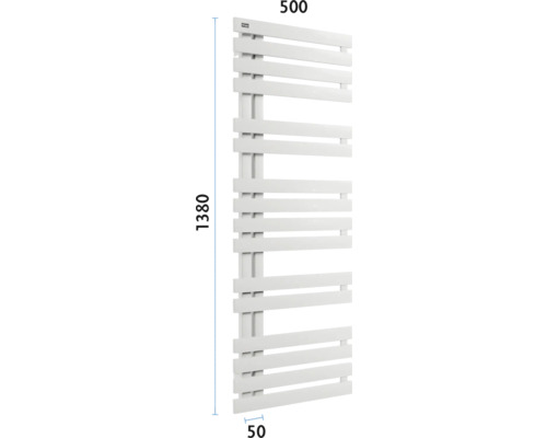 Radiator pentru prosoape cu dimensiunile 500 x 1380 x 50 milimetri