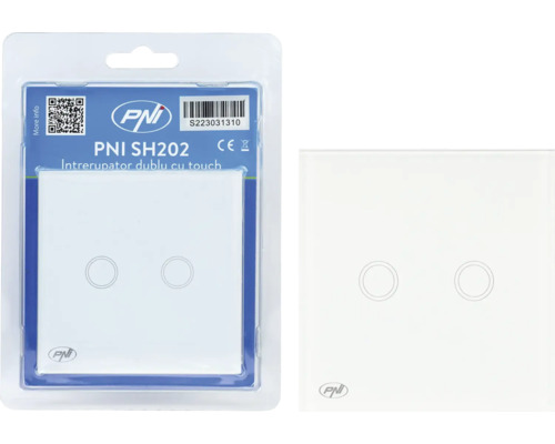 Întrerupător tactil dublu PNI SH202 în ambalaj și separat