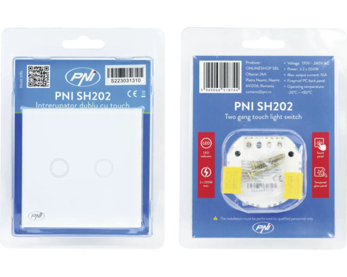 Întrerupător tactil dublu PNI SH202 în ambalaj