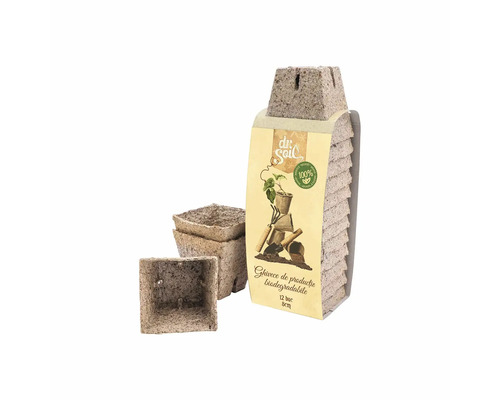 Set 12 ghivece biodegradabile Dr. Soil Ø 8 cm Ghivece de cultivare din material biodegradabil în set