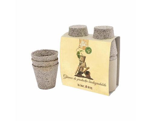 Set 16 ghivece biodegradabile Dr. Soil Ø 8 cm Ghivece de producție Dr. Soil, biodegradabile, diametru opt centimetri, 16 bucăți