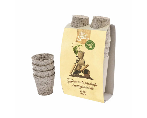 Set 2x12 tăvi alveolare biodegradabile Dr. Soil Ø 6 cm Ghivece biodegradabile Dr. Soil, set de 24 bucăți