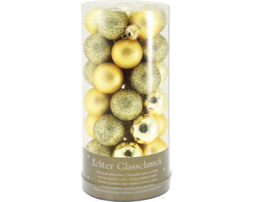 Set de globuri aurii din sticlă pentru brad