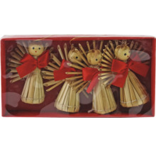 Patru stele de paie îngeri cu fundă în set