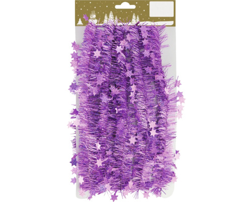 Beteală cu steluțe 270 cm trandafiriu Ghirlandă violetă cu steluțe pentru decorațiuni de Crăciun
