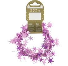 Guirlandă violetă de 2,70 metri lungime, cu stele, pentru decorațiuni festive