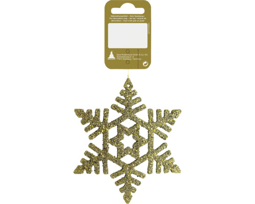 Decorațiune stea cu agățătoare plastic 10 cm auriu cu sclipici Pandantiv decorativ strălucitor în formă de fulg de zăpadă