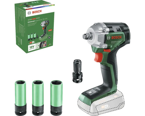 Mașină de înșurubat cu impact cu acumulator Bosch Universal Impact Drive 18V-350 cu accesorii