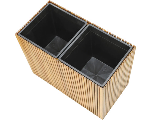 Jardiniere dublă din lemn și plastic