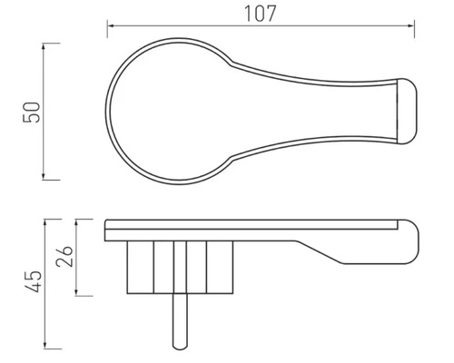 Desen tehnic al unui cârlig de haine cu dimensiuni