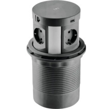 Bloc de prize retractabil cu prize, port USB și conexiune de rețea pentru montare în blaturi