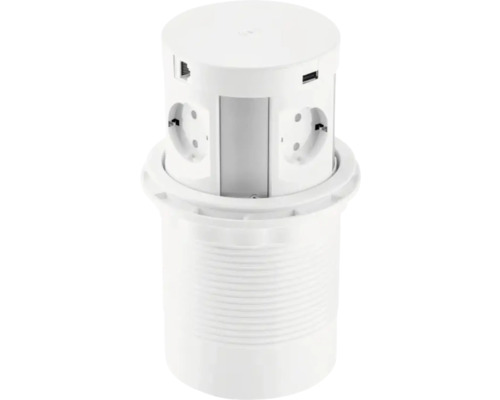 Multipriză electrică încorporabilă mobilier GTV 8 posturi, 4xCP contact de protecție, 2xRJ45 & 2xUSB, încărcare wireless Multipriză electrică încorporabilă mobilier GTV 8 posturi, 4xCP contact de protecție, 2xRJ45 & 2xUSB, încărcare wireless