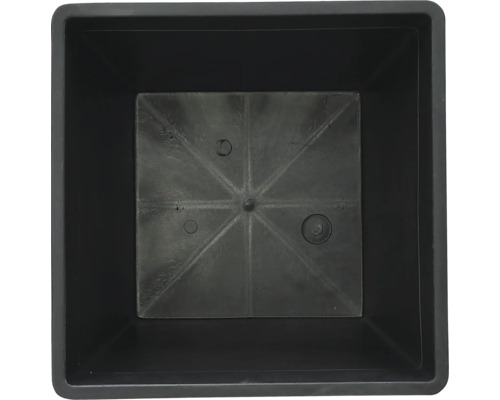Ghiveci negru din plastic, pătrat, vedere interioară