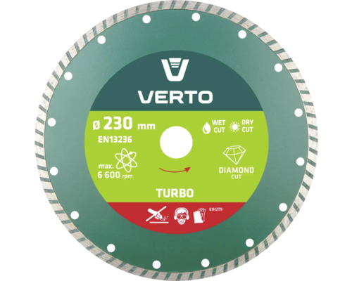 Disc de tăiere Verto cu diametrul de 230 mm pentru tăiere umedă și uscată