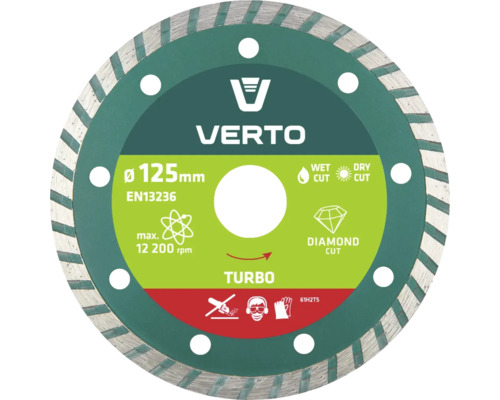 Disc de tăiere Verto, diametru 125 mm, potrivit pentru tăiere umedă și uscată