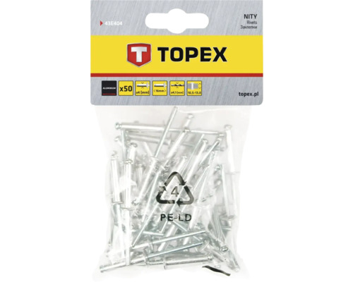 Nituri Topex, 50 bucăți, aluminiu