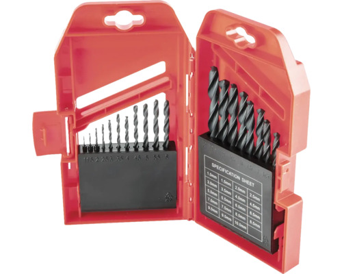 Set de burghie într-o cutie deschisă, cu diferite dimensiuni