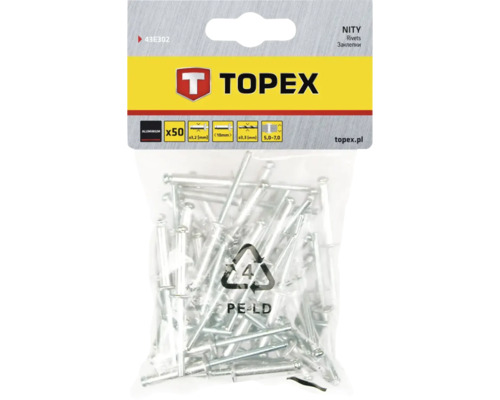 Topex nituri oarbe aluminiu, 50 bucăți în ambalaj