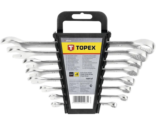 Set chei combinate cu clichet Topex cu opt piese în suport