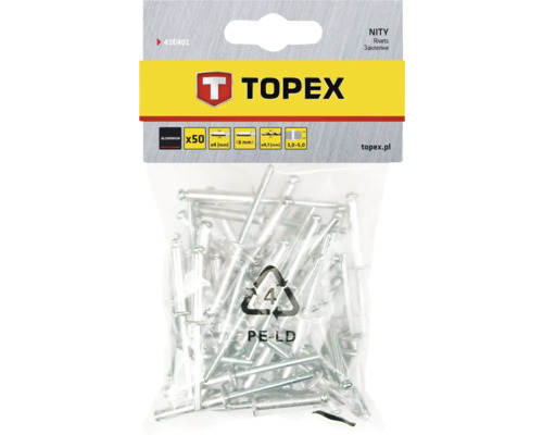 Nituri pop Topex, 50 bucăți, aluminiu