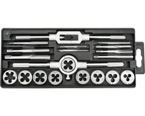 Set de tarozi și filiere circulare într-o cutie