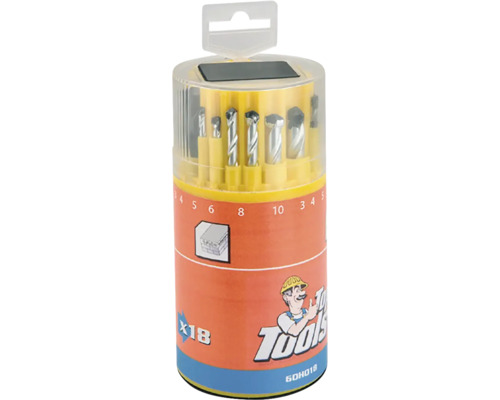 Set de găurit cu 18 piese în recipient transparent