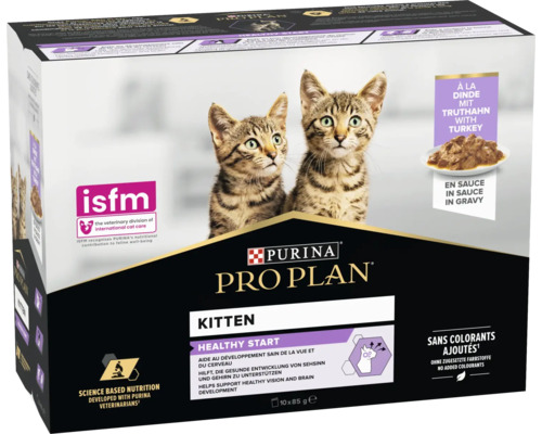 Purina Pro Plan Kitten hrană umedă cu curcan, pachet de 10 x 85 grame