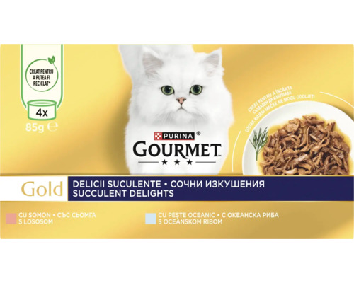 Purina Gourmet Gold hrană pentru pisici cu pește și somon