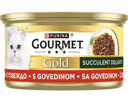 Conservă hrană pentru pisici Purina Gourmet Gold cu vită