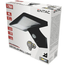 Lampă solară cu LED Entac 700 lumeni, senzor de mișcare, plastic negru
